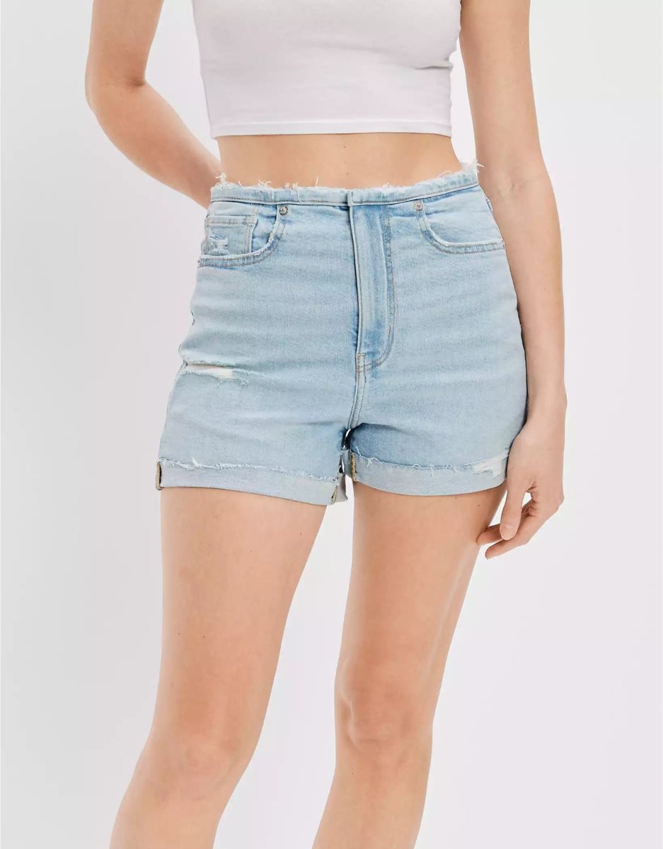 Shorts American Eagle AE Stretch Denim Mom Lavage Clair Femme | VCC-64152631